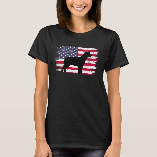 Camiseta USA Flag 4th of July Rottie Rottweiler Dad Mom Dog (Frente)