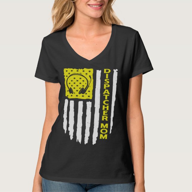 Camiseta USA Flag 911 Dispatcher Mom Dispatch Operator 911  (Frente)