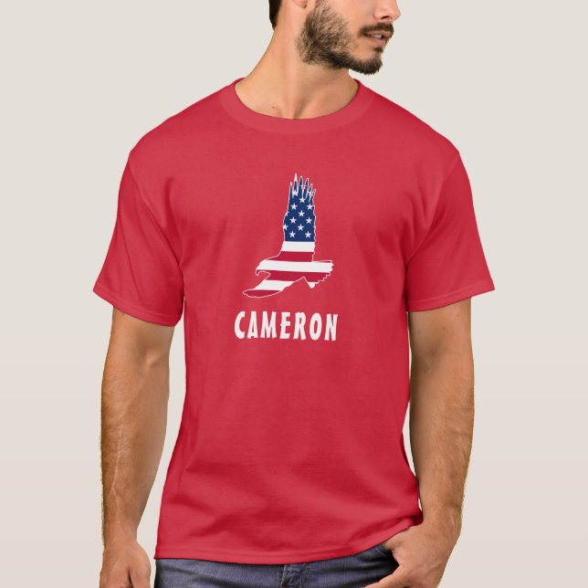 Camiseta USA Flag American Eagle America 4th Of Julho Name (Frente)