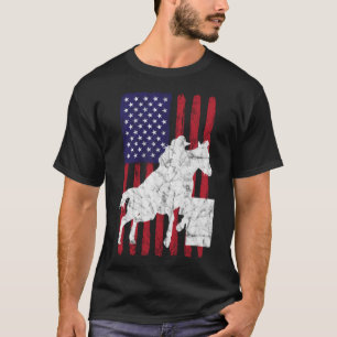 Camiseta USA Flag Barrel Racer Horse Riding Rodeo Co