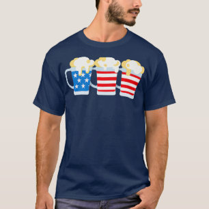Camiseta USA Flag Beer Mugs Funny 4 De Julho Day Gift
