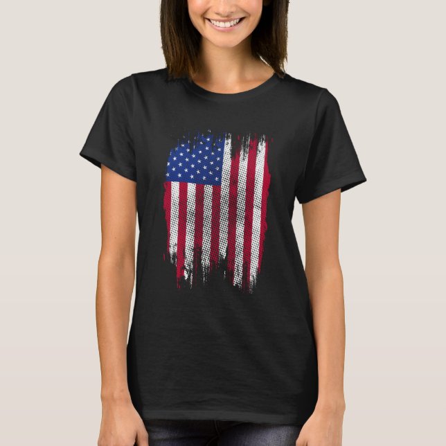 Camiseta USA Flag Distressed Halftone Design (Frente)