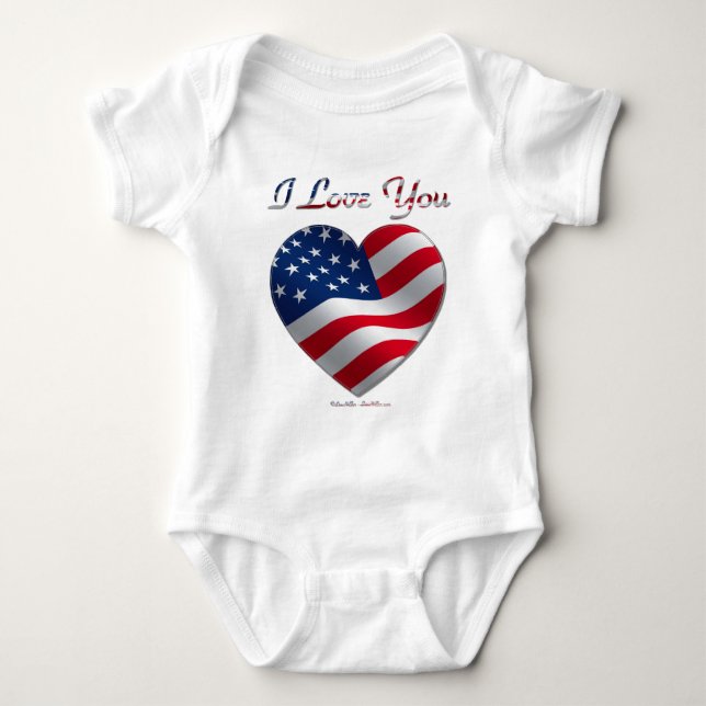 Camiseta USA Flag Heart I Love You (Frente)