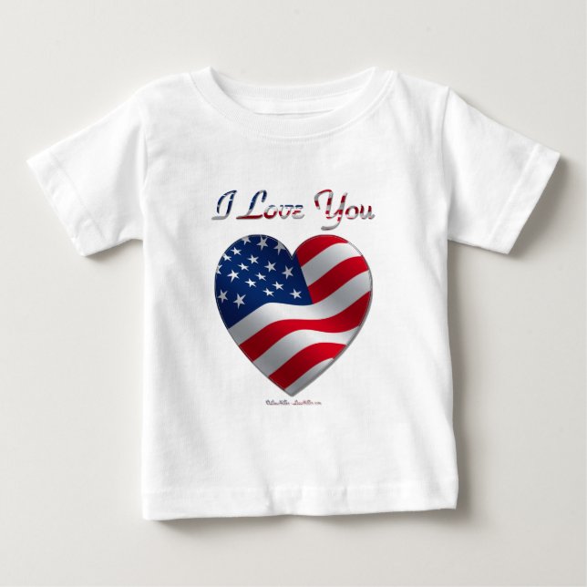 Camiseta USA Flag Heart I Love You (Frente)