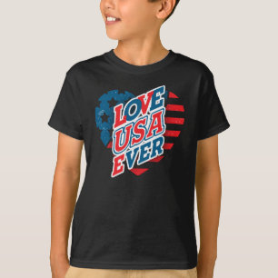 Camiseta USA Flag Heart - LOVE USA EVER
