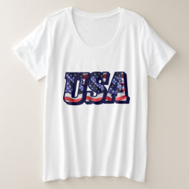 Camiseta USA Flag Letters, Flag Women's Plus-Sized