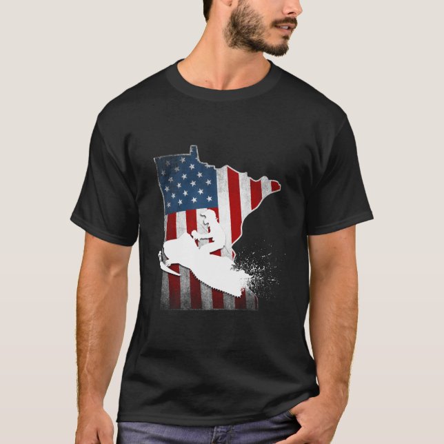 Camiseta Usa Flag Minnesota Snowmobile (Frente)