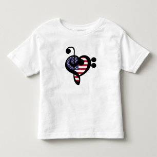 Camiseta USA Flag Music Heart - Musico do Orgulho Americano