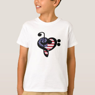 Camiseta USA Flag Music Heart - Musico do Orgulho Americano