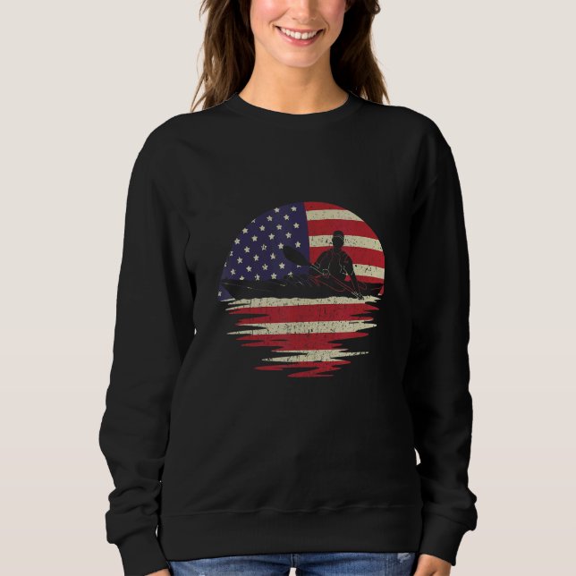 Camiseta USA Flag Patriotic American Kayaking Kayaker Canoe (Frente)