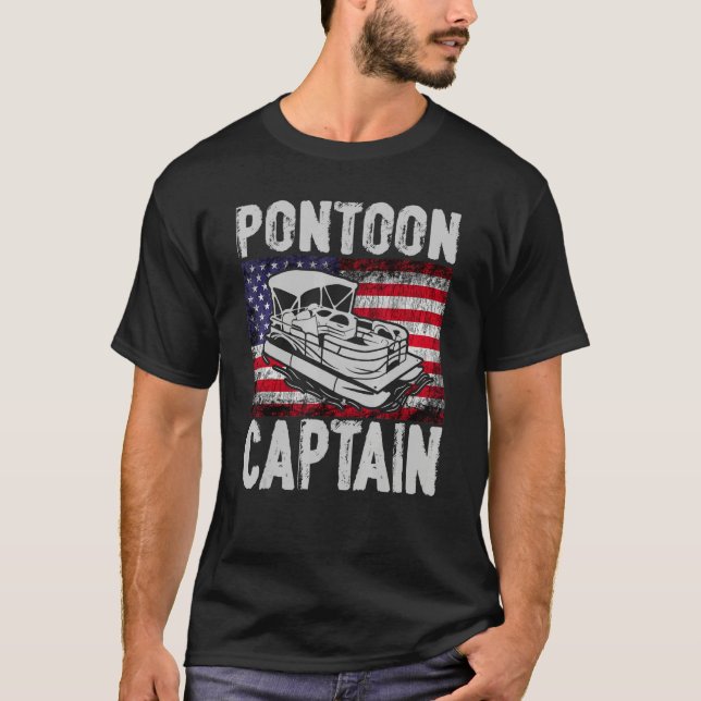 Camiseta Usa Flag Patriotic Boat Captain American Pontoon C (Frente)