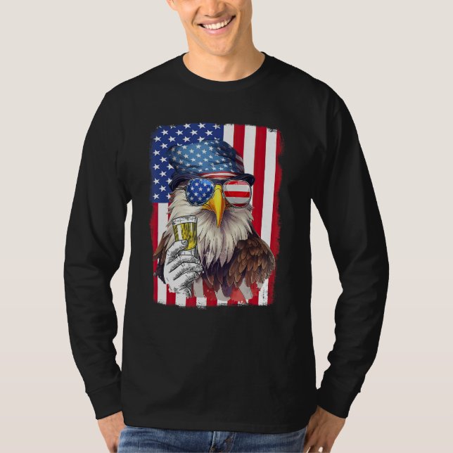 Camiseta USA Flag Patriotic Eagle Sunglasses 4th Of July Be (Frente)