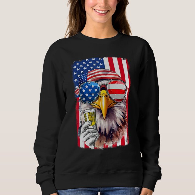 Camiseta USA Flag Patriotic Eagle Sunglasses 4th Of July Be (Frente)