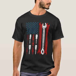 Camiseta USA Flag Patriótico American Auto Diesel Mechanic