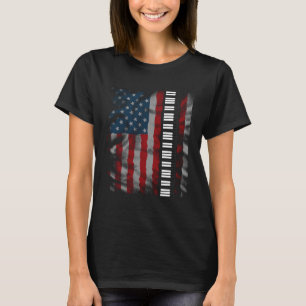 Camiseta USA Flag Piano Keyboard Pianist Music