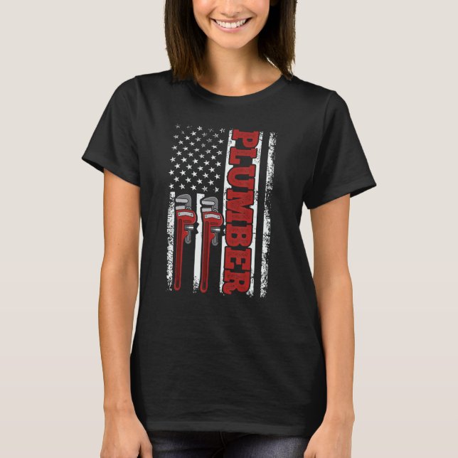 Camiseta Usa Flag Plumbing Tools American Patriotic Plumber (Frente)