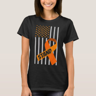 Camiseta USA Flag Ribbon Leukemia Awarkemia - Apoio à Famíl