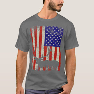 Camiseta USA Flag Whitetail Buck Antlers th of Julho Deer H