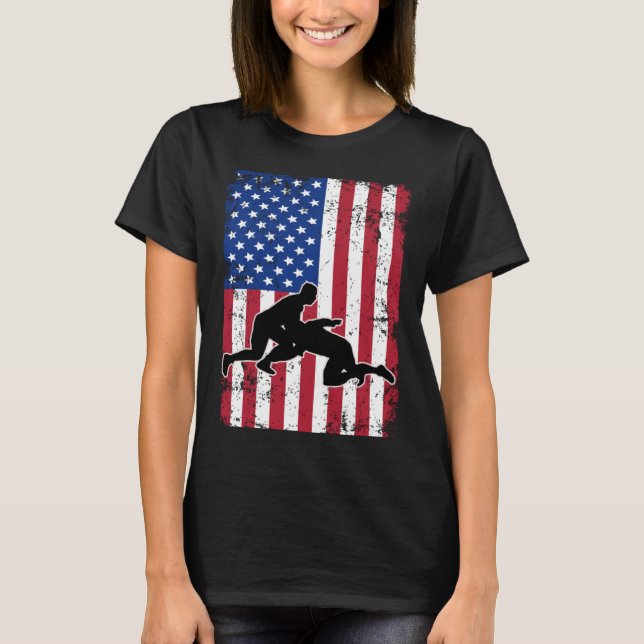 Camiseta Usa Flag Wrestling American Flag Wrestling Wrestle (Frente)