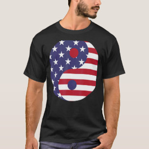 Camiseta USA Flag Ying e Yang