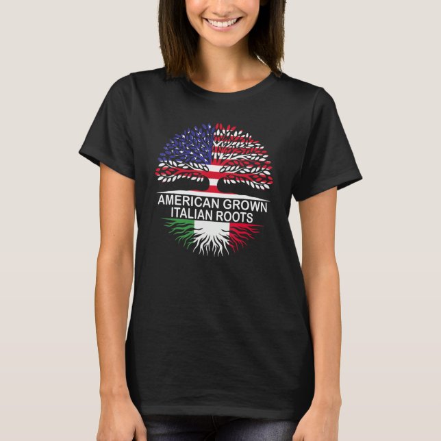 Camiseta USA & Itália Sinalizadores American Grown Italiana (Frente)