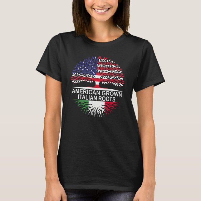 Camiseta USA & Itália Sinalizadores American Grown Italiana (Frente)