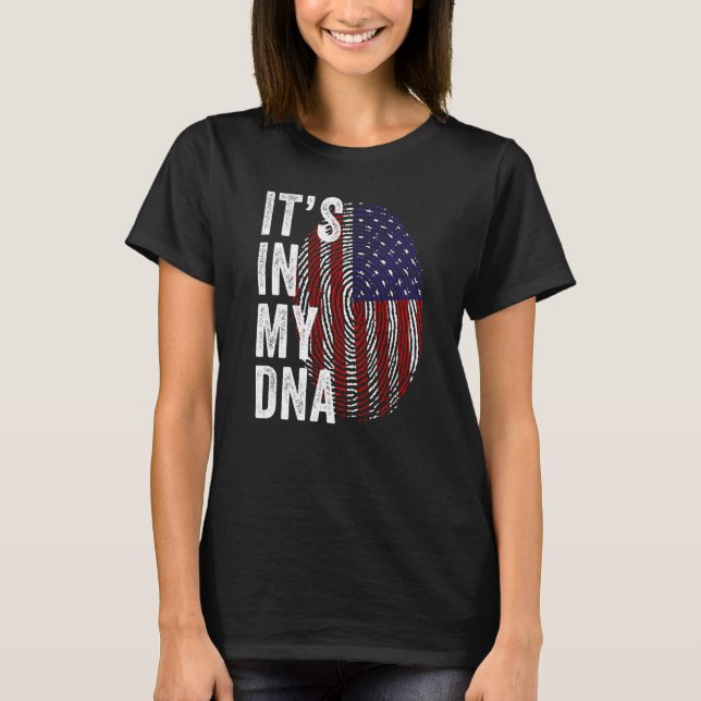 Camiseta USA It's In My DNA Cute American Fingerprint Ameri (Frente)