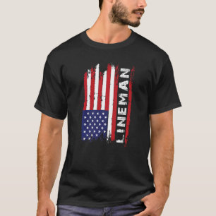 Camiseta USA Lineman 4 de julho Bandeira Americana de Futeb