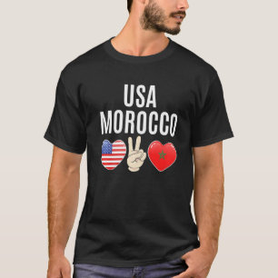 Camiseta Usa Marrocos Mouros Paz Mão E Amor Coração Mooris