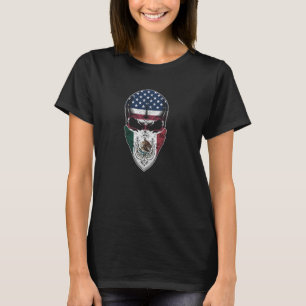 Camiseta USA Mexico Roots mexicano Flag Skull