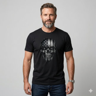 Camiseta USA Patriot 1776 Skull American Flag Distressed 