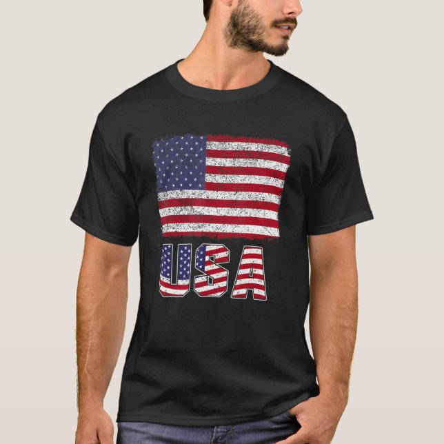 Camiseta USA Patriotic American Flag For Men Women Kids Boy (Frente)