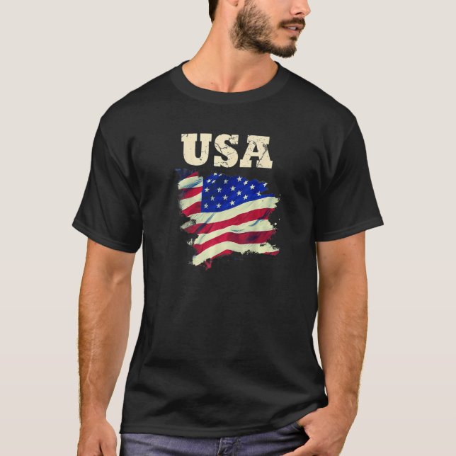 Camiseta USA Patriotic American Flag For Men Women Kids Boy (Frente)