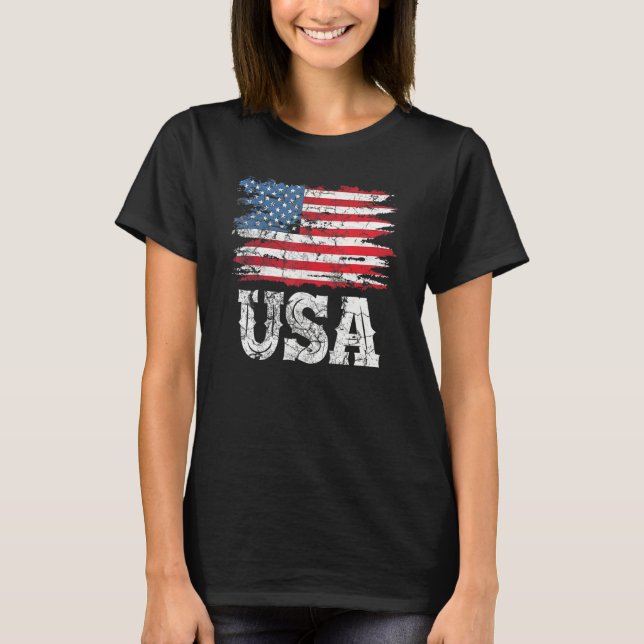Camiseta USA Patriotic American Flag For Men Women Kids Boy (Frente)