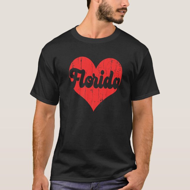 Camiseta USA Proud America State Flag Heart Love Florida  (Frente)