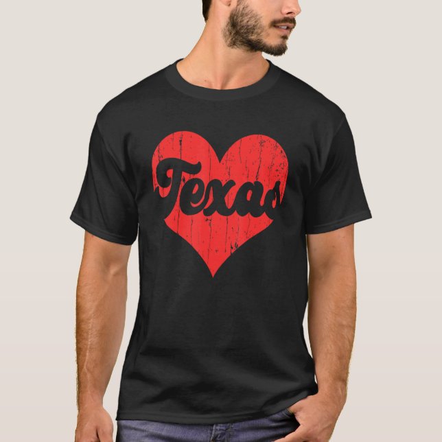 Camiseta USA Proud America State Flag Heart Love Texas (Frente)