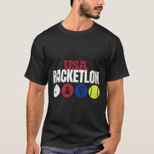 Camiseta Usa Racketlon - Mesa de Badminton Squash Tenn
