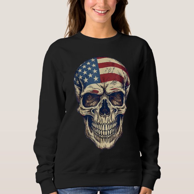 Camiseta Usa Skull 4th Of Julay Scary Usa Skull Men Kid Wom (Frente)