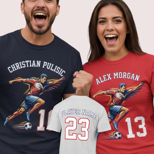Camiseta USA Soccer Eagle Athlete Patriotic National Team  (Use Personalized to change color/font.
Choose a color that matches the background color of shirt)