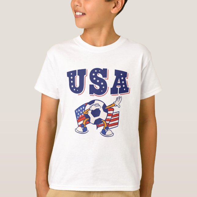 Camiseta USA Soccer Fan Jersey Mostra Bandeira Americana (Frente)