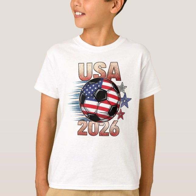 Camiseta USA Soccer with Red White Blue Stars 2026 for Kids (Frente)