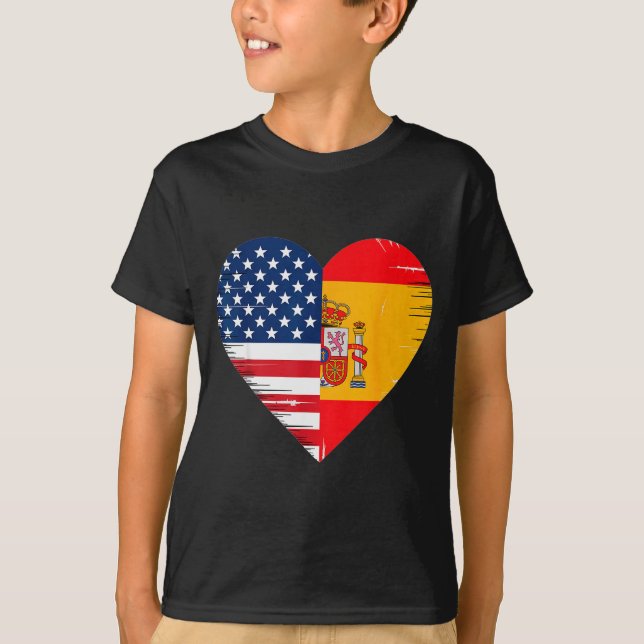 Camiseta Usa Spain Heart - Dual Citizenship  (Frente)