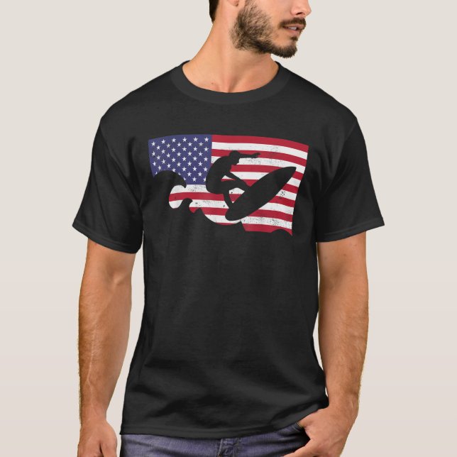 Camiseta USA Summer Sport Games Surfing 2021 Flag Americano (Frente)