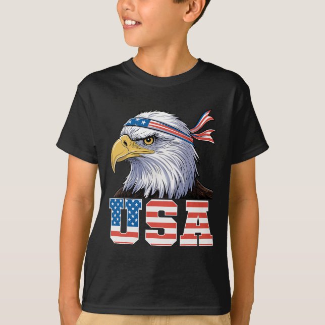 Camiseta Usa T Shirt American Flag Men Women Kids Eagle Pat (Frente)