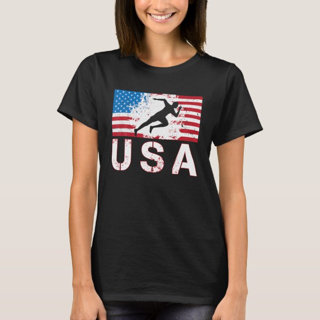 Camiseta USA Track e equipe de campo Bandeira americana Hom (Frente)