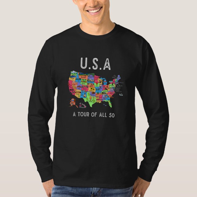 Camiseta USA Travel  Visit 50 States Map  2 (Frente)