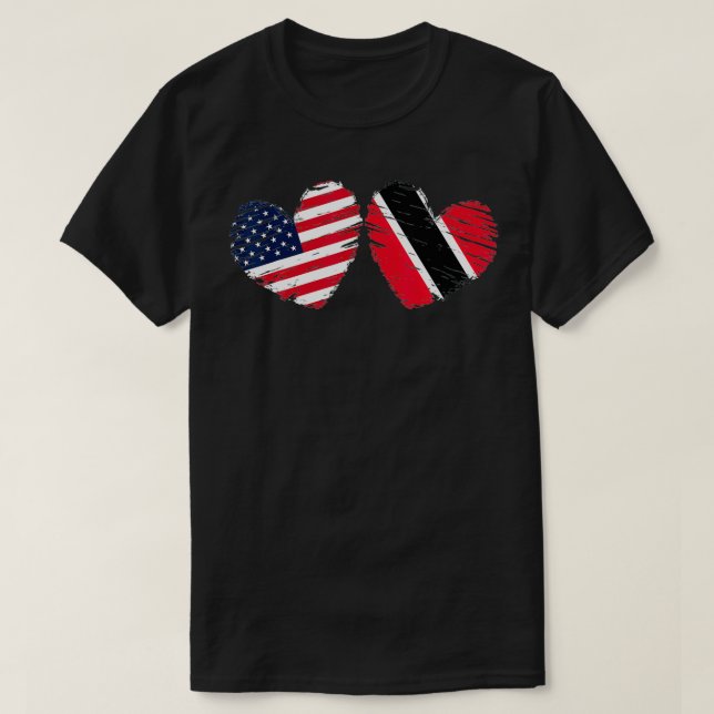 Camiseta USA Trinidad and Tobago Flag Heart Trinbagonian Am (Frente do Design)