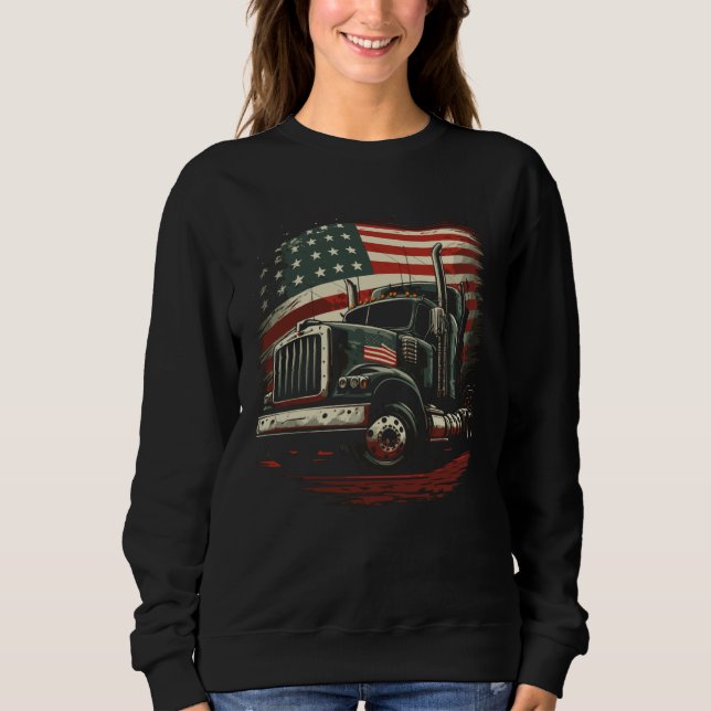 Camiseta USA Truck Driver American Flag Trucker (Frente)