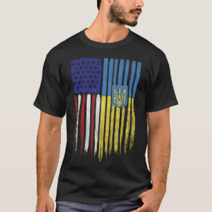 Camiseta Usa Ucrânia Bandeira Ucraniana Tridente Raízes