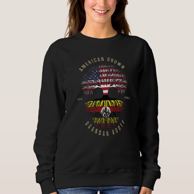 Camiseta USA & Uganda Flags American Grown Ugandan Roots (Frente)